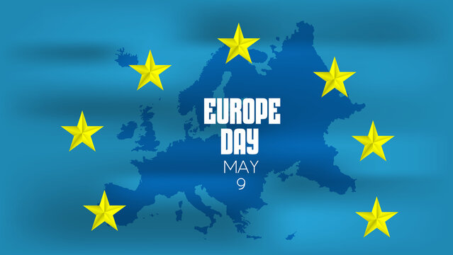 Europe Day celebration concept.  Backdrop for Europe map Poster, card, banner, background design Vector illustration. 