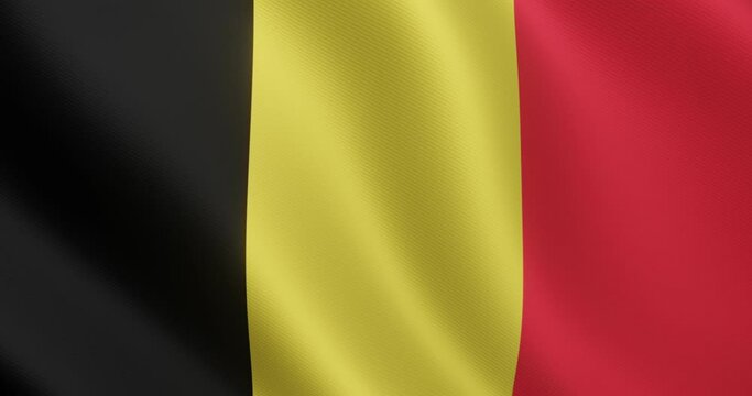 4K 3D Seamless loop animation of the Belgian flag. Accurate dimensions and official colors. Symbol of patriotism and freedom.