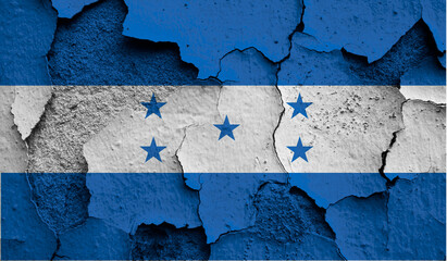 Flag of Honduras on old grunge wall in background 