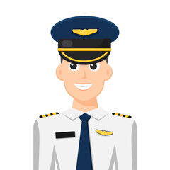 Colorful simple flat vector of airline pilot, icon or symbol, people concept vector illustration.