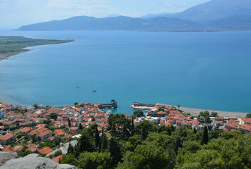 Top view of the resort town of Nafpaktos in Greece