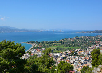 Top view of the resort town of Nafpaktos in Greece