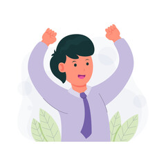 portrait of an employee getting achievement