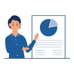 portrait of a woman presenting at a company