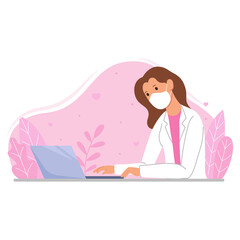 portrait of a doctor using his laptop for work