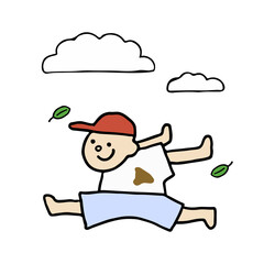 遊ぶ子供のベクターイラスト　ゆるいタッチ