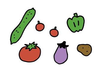 ゆるいタッチの野菜ベクターイラスト　