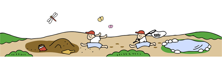 遊ぶ子供の背景ベクターイラスト © newmin