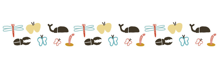 ゆるいタッチの生き物ベクターイラストライン　北欧風 © newmin