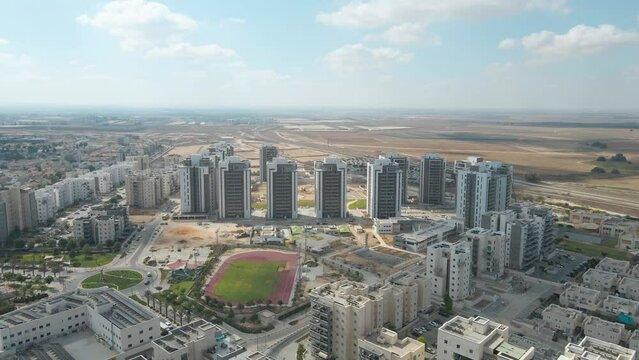 Aerial Shot To Manhattan Project At Netivot City