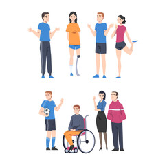 Fototapeta premium People Character with Disabilities Applying for Jobs and Rejected by Employer Vector Illustration Set