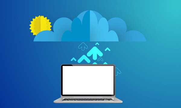 Cloud uploading concept, vector 3d illustration
