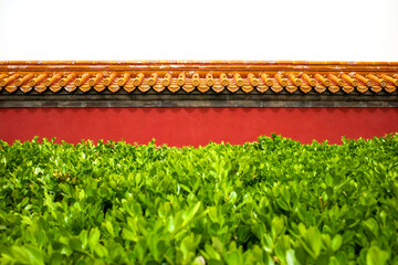 traditional building architecture red wall and door