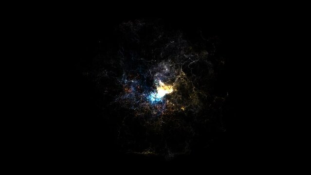 3d Animation of particles colliding at light speeds in a collider accelerator