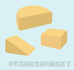 Food Cheese Type Poshekhonsky Vector Illustration