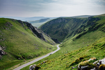 Fototapeta premium Winnats Pass in Peak District National Park in England ,April 2022.
