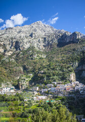 Fototapeta na wymiar Beautiful panorama of Positano city at Amalfi Coast in Italy 