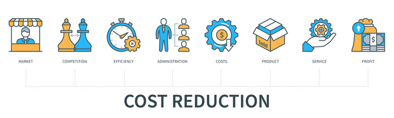 Cost reduction infographics in minimal flat line style