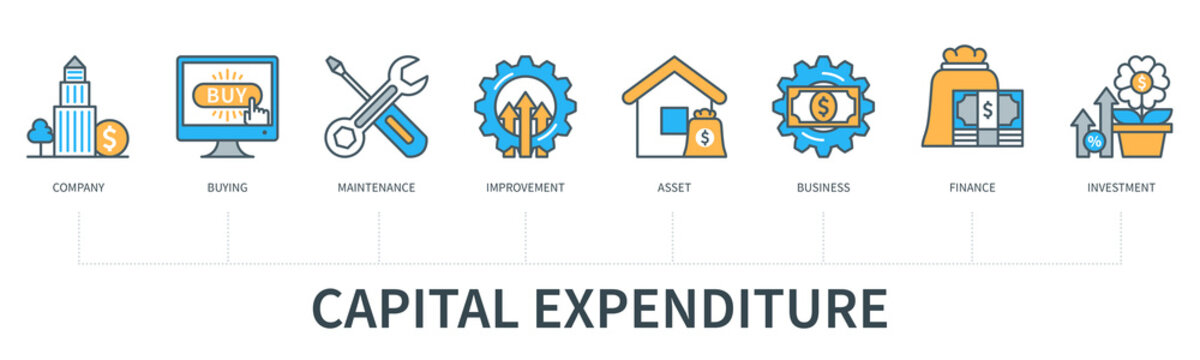 Capital expenditure infographics in minimal flat line style