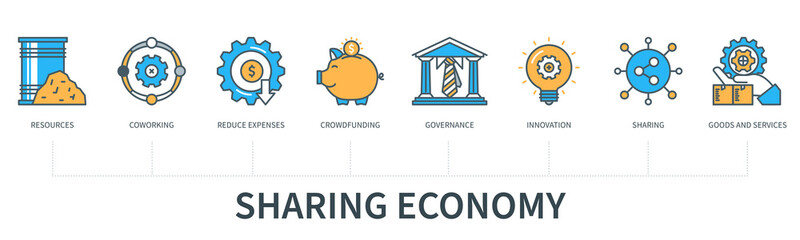 Sharing economy infographics in minimal flat line style