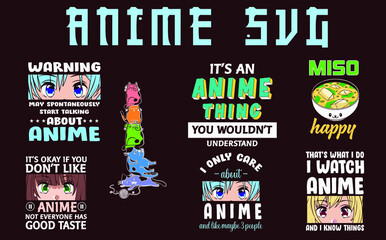 Anime, SVG Bundle Anime, Vector, Love, Manga, Anime pack, Japanese cartoon SVG PNG, Anime T-shirt, Silhouette Cutting Files, Cricut Files Set 07 - obrazy, fototapety, plakaty