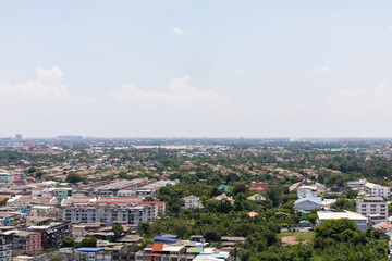 BANGKOK, THAILAND - 22 APRIL 2022 : The cityscape top view of  Fai Chai Station Structure, in thonburi district