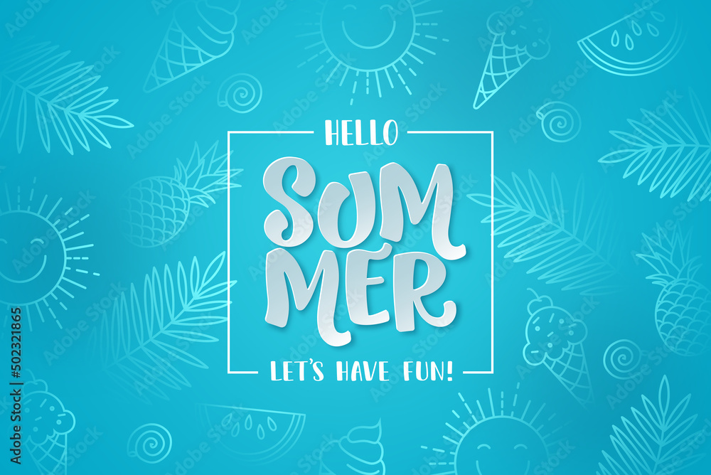 Canvas Prints summer vector background design. summer hello greeting text in blue abstract space for tropical seas