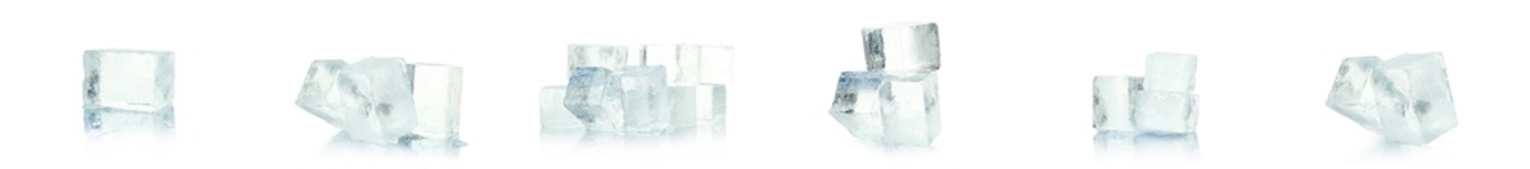Set of ice cubes isolated on white background