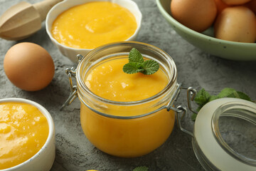 Concept of tasty food, lemon curd, close up