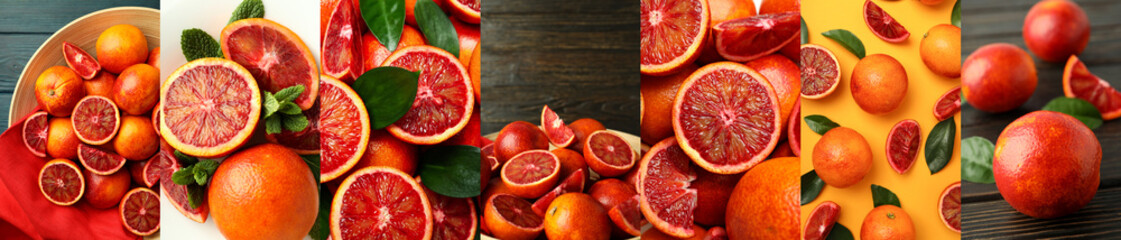Collage of photos of tasty red orange