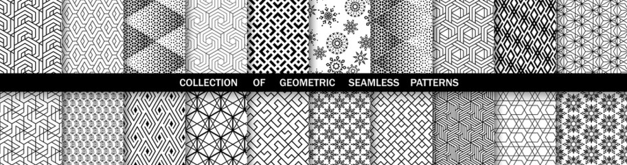 Geometric set of seamless black and white patterns. Simpless vector graphics