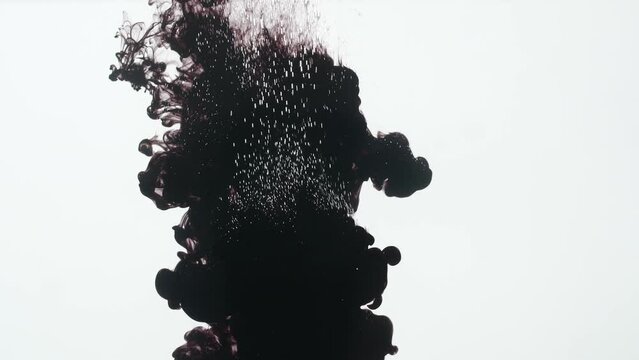 Black Ink Drop Into Water On A White Background

