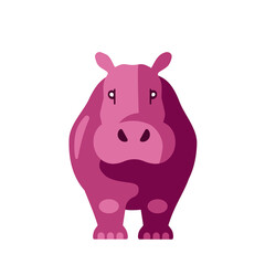 hippo - hippopotamus - animal - Icon - frontal - flat - pink