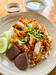 Fried Chicken with Rice Asian style food