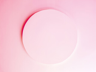 Pastel pink plaster wall decorated with embossed circles. Light background wallpaper for feminine concept.