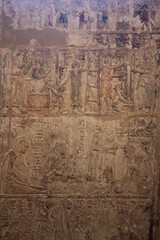 The interior inscriptions inside the tomb of petosiris the priest of Thoth showing daily life in Minya in Egypt