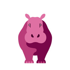 hippo - hippopotamus - animal - Icon - frontal - flat - pink