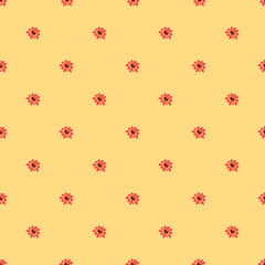 Seamless floral vector pattern. Colored flowers background. Doodle floral pattern with red flowers. Vintage floral pattern illustration