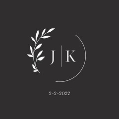 Letter JK wedding monogram logo design template