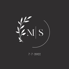 Letter MS wedding monogram logo design template