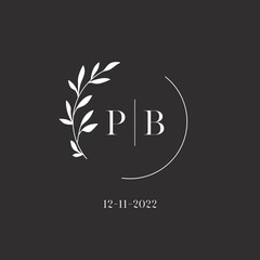 Letter PB wedding monogram logo design template