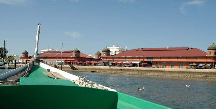 Olhao panoramic view with traditional market hall, Algarve - Portugal 