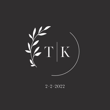 Letter TK wedding monogram logo design template