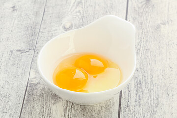 Chicken egg in the bowl
