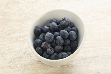 Sweet ripe blueberry heap in the bowl