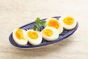 Boiled chicken egg for breakfast