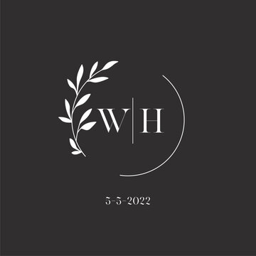 Letter WH wedding monogram logo design template