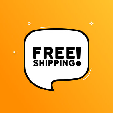 Speech bubble with free shipping text. Boom retro comic style. Pop art style. Vector line icon for Business and Advertising