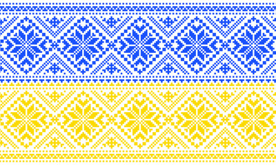 Ukrainian embroidered ornament in the national colors of the flag of Ukraine