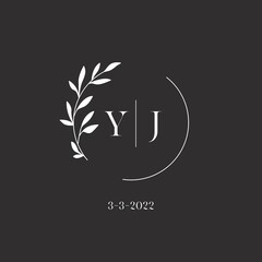 Letter YJ wedding monogram logo design template - obrazy, fototapety, plakaty